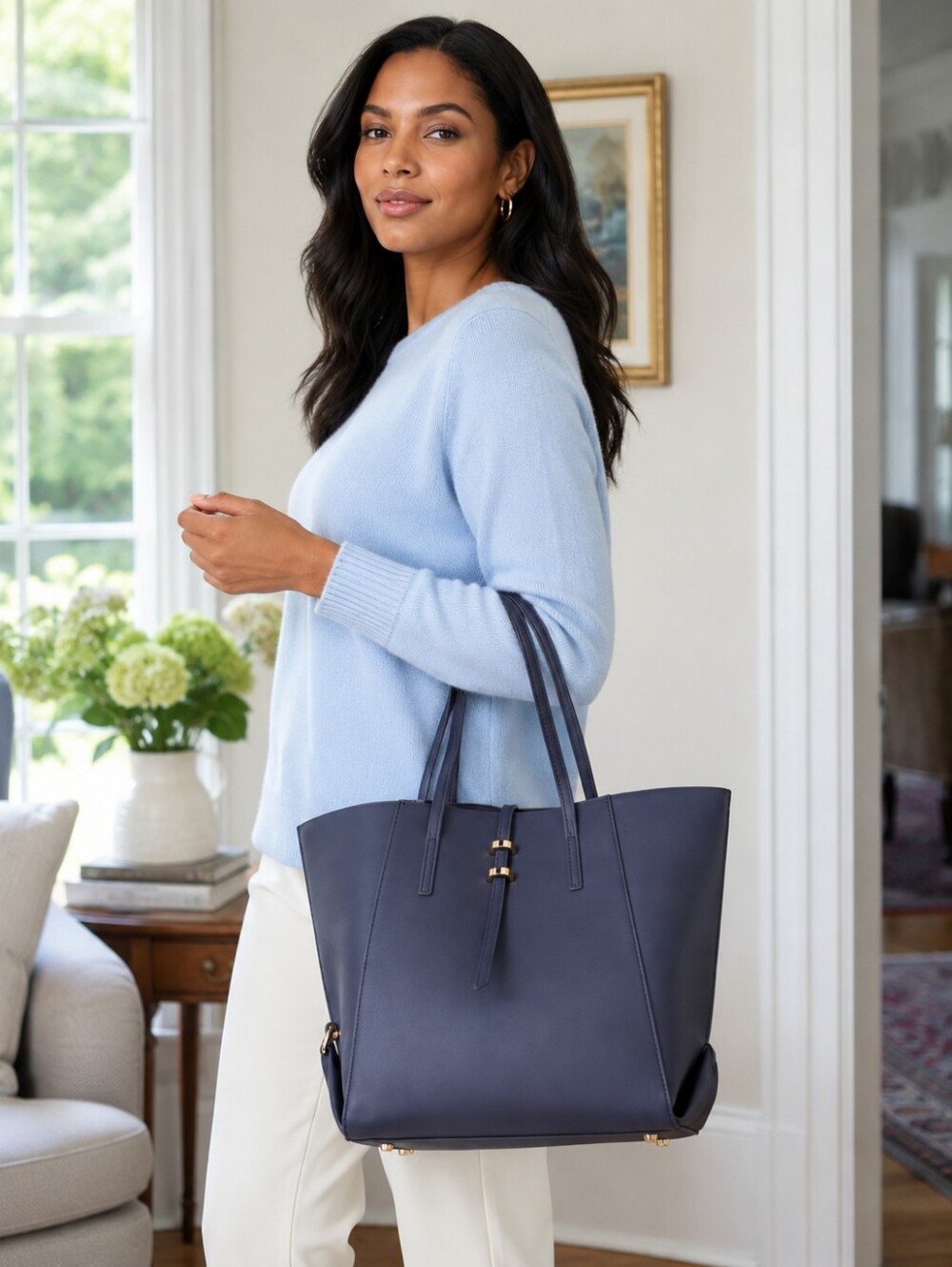 Zac Posen Ocean Eartha Folded Gusset Leather Tote- Limited Edition Color